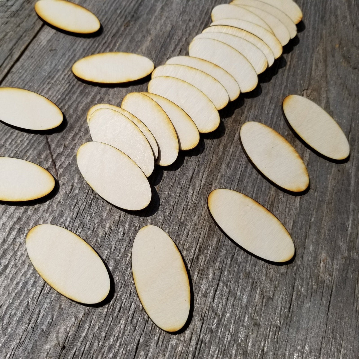 Wood Ovals 2 Inch Wood Cutout Lot of 12 Wood Blanks Craft Proj