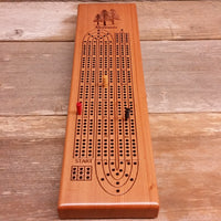Redwood Wood Cribbage Board Handmade Laser Engraved 3 Player