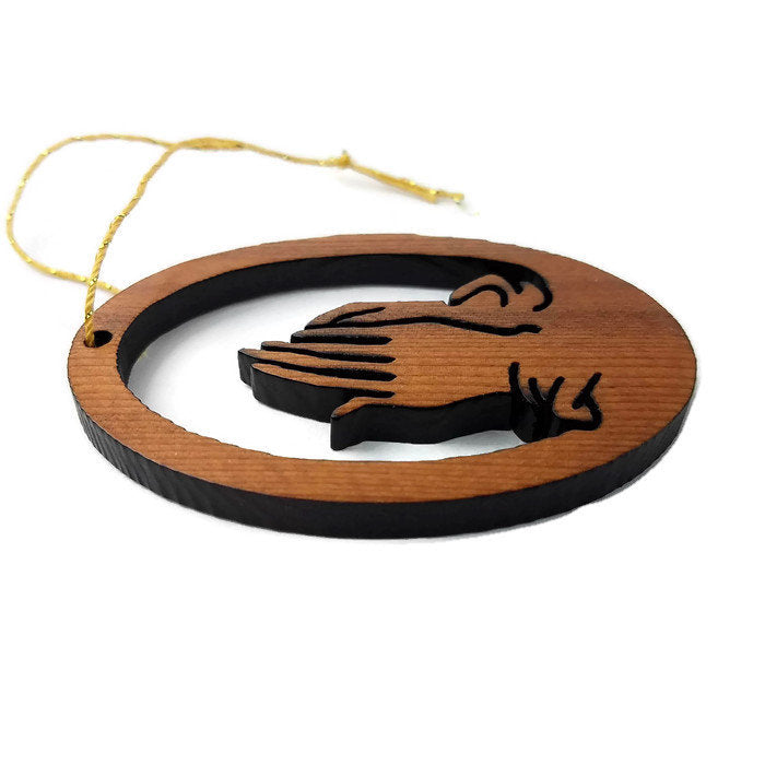 Praying Hands Christmas Ornament Wood Made in USA - 1062L