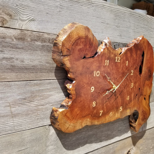 Redwood Burl Clock Two Tone Wall Clock Rustic Slab #109