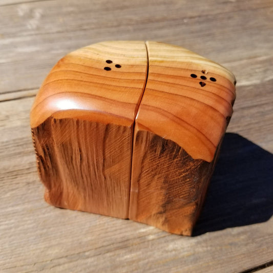 Redwood Rustic Salt and Pepper Shakers Set Handmade Anniversary Wedding #380 Housewarming Christmas California Wood 2 Tone
