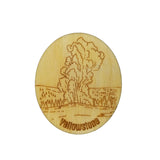 Yellowstone National Park Magnet Old Faithful  Geyser Handmade Wood Souvenir Made in USA Travel Gift 2.5" Refrigerator