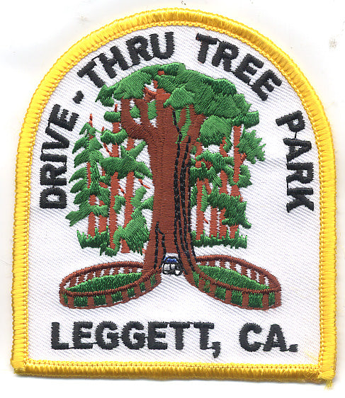 Drive Thru Tree Embroidered Iron On Patch Original Yellow Border 0-0041