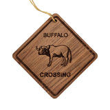 Water Buffalo Crossing Ornament - Buffalo Ornament - Wood Ornament Handmade in USA - Buffalo Souvenir Gift - Christmas Home Decor