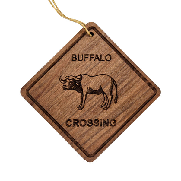 Water Buffalo Crossing Ornament - Buffalo Ornament - Wood Ornament Handmade in USA - Buffalo Souvenir Gift - Christmas Home Decor