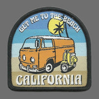 California Patch – CA Sand Scooter Van Palm Trees Souvenir – Travel Iron On Applique CO Patch Embellishment 2.25" Woven Badge Emblem