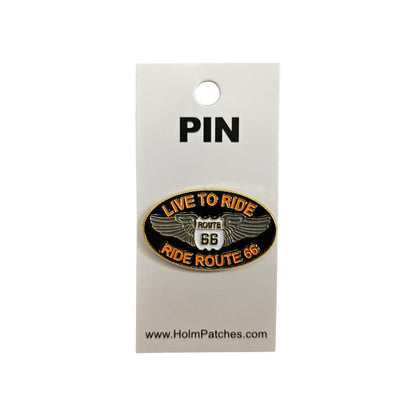 LIVE TO RIDE ROUTE 66 hat pin - 0475-0066-LIVE