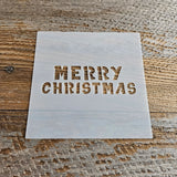 Merry Christmas Stencil Reusable Cookie Decorating Craft Painting Windows Signs Mylar Many Sizes Christmas Winter Merry Christmas Block Font