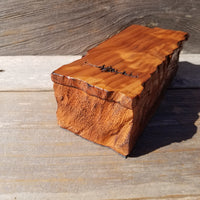 Handmade Wood Box with Redwood Tree Engraved Rustic Handmade Curly Wood #590 California Redwood Jewelry Box Storage Box