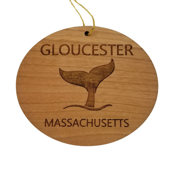 Gloucester Ornament - Handmade Wood Ornament - Massachusetts Whale Tail Whale Watching - MA Christmas Ornament 3 Inch