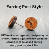 Abstract Crosses and Dashes Pattern Cherry Wood Earrings - Stud Earrings - Post Earrings WHOLESALE 6 Pack