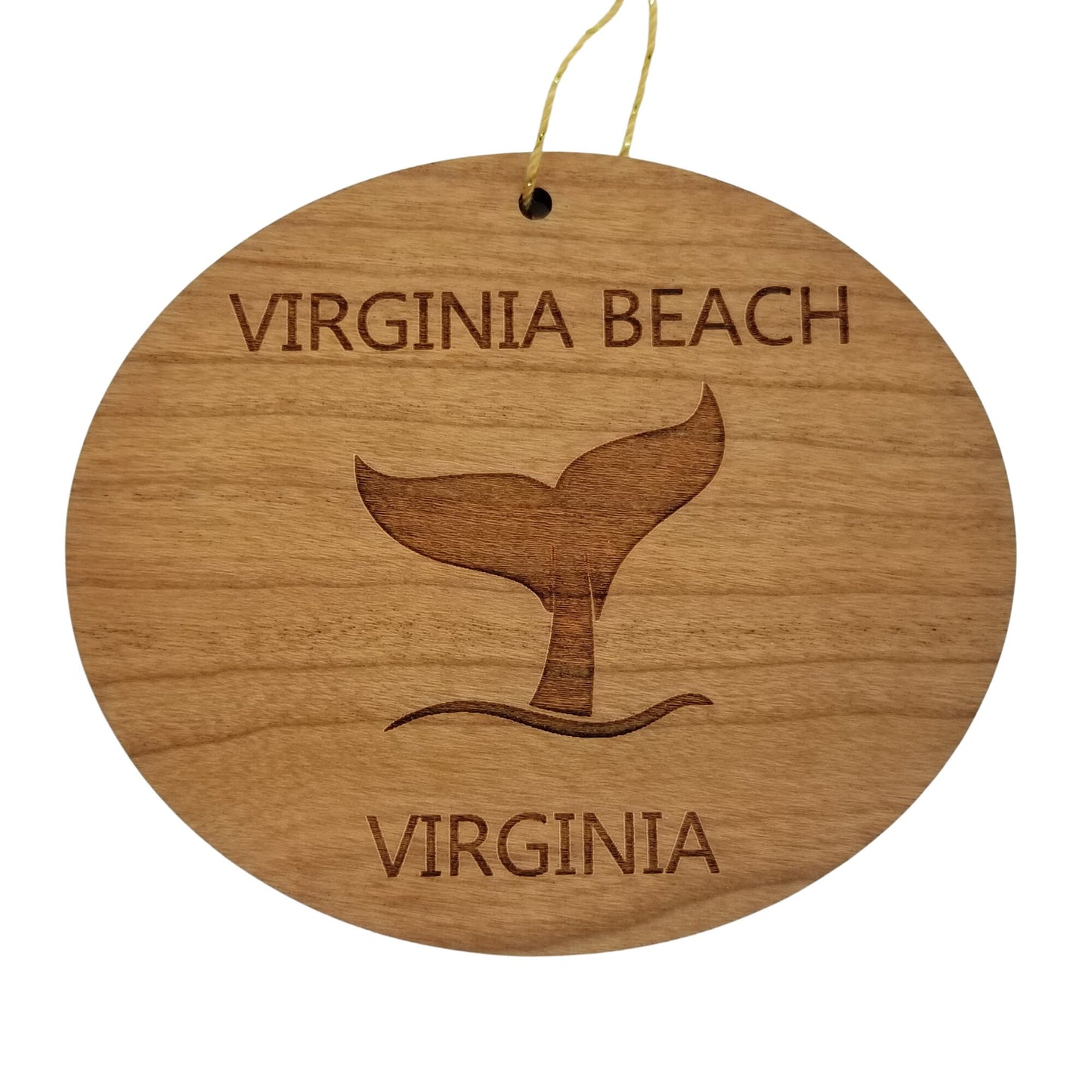 Virginia Beach Ornament - Handmade Wood Ornament - Virginia Whale Tail Whale Watching - VA Christmas Ornament 3 Inch