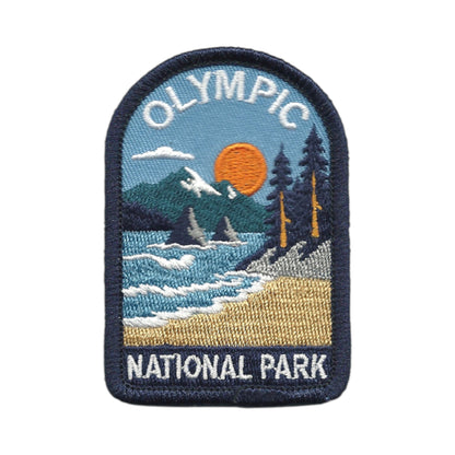 Olympic National Park Souvenir Embroidered Iron On Patch Dark Blue Border - 10616