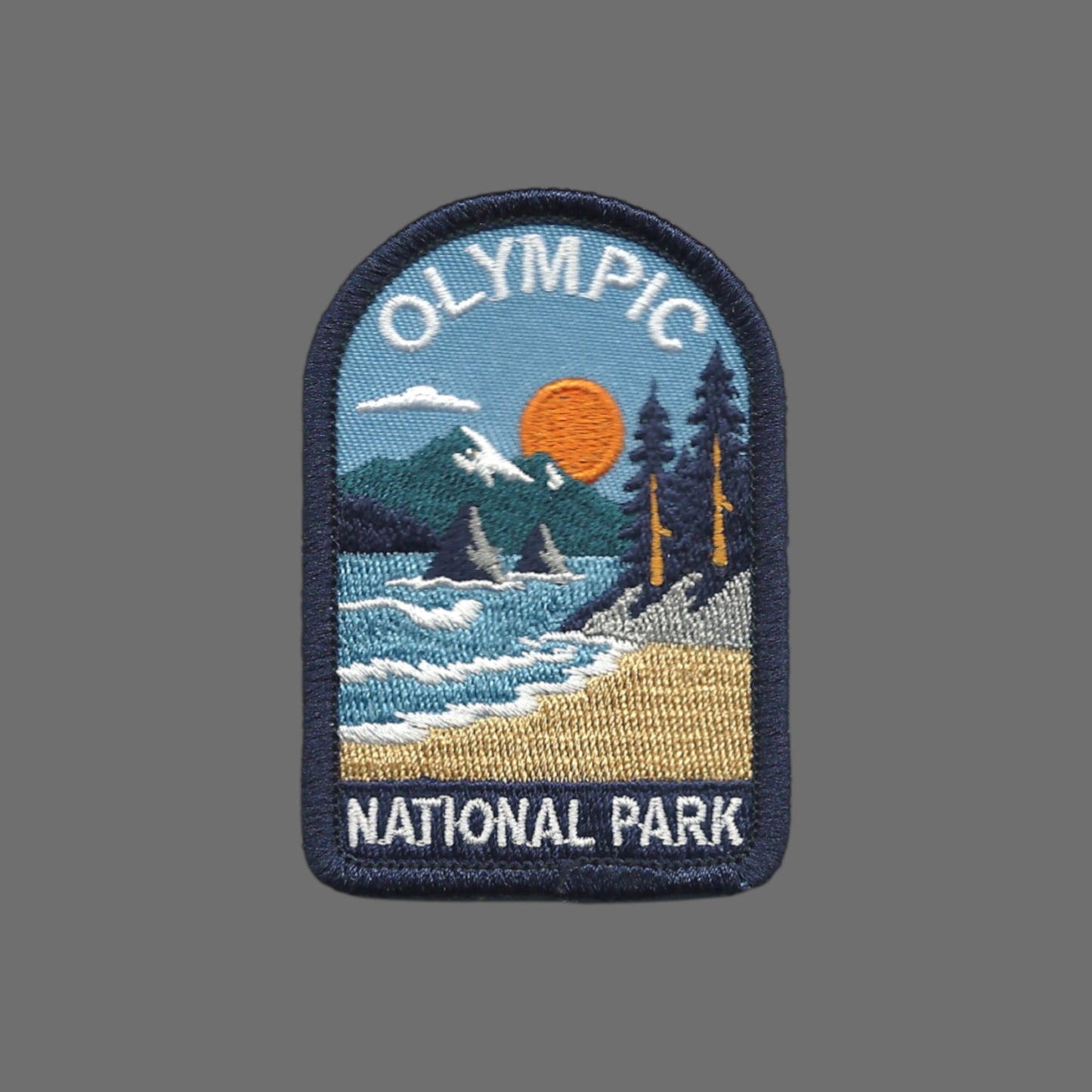 Olympic National Park Souvenir Embroidered Iron On Patch Dark Blue Border - 10616