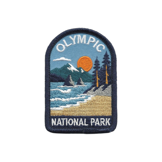 Olympic National Park Souvenir Embroidered Iron On Patch Dark Blue Border - 10616