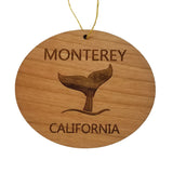 Monterey California Ornament - Handmade Wood Ornament - CA Whale Tail Whale Watching - Christmas Ornament 3 Inch
