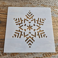 Snowflake with Hearts Stencil Reusable Cookie Decorating Craft Painting Windows Signs Mylar Many Sizes Christmas Winter Snowflake