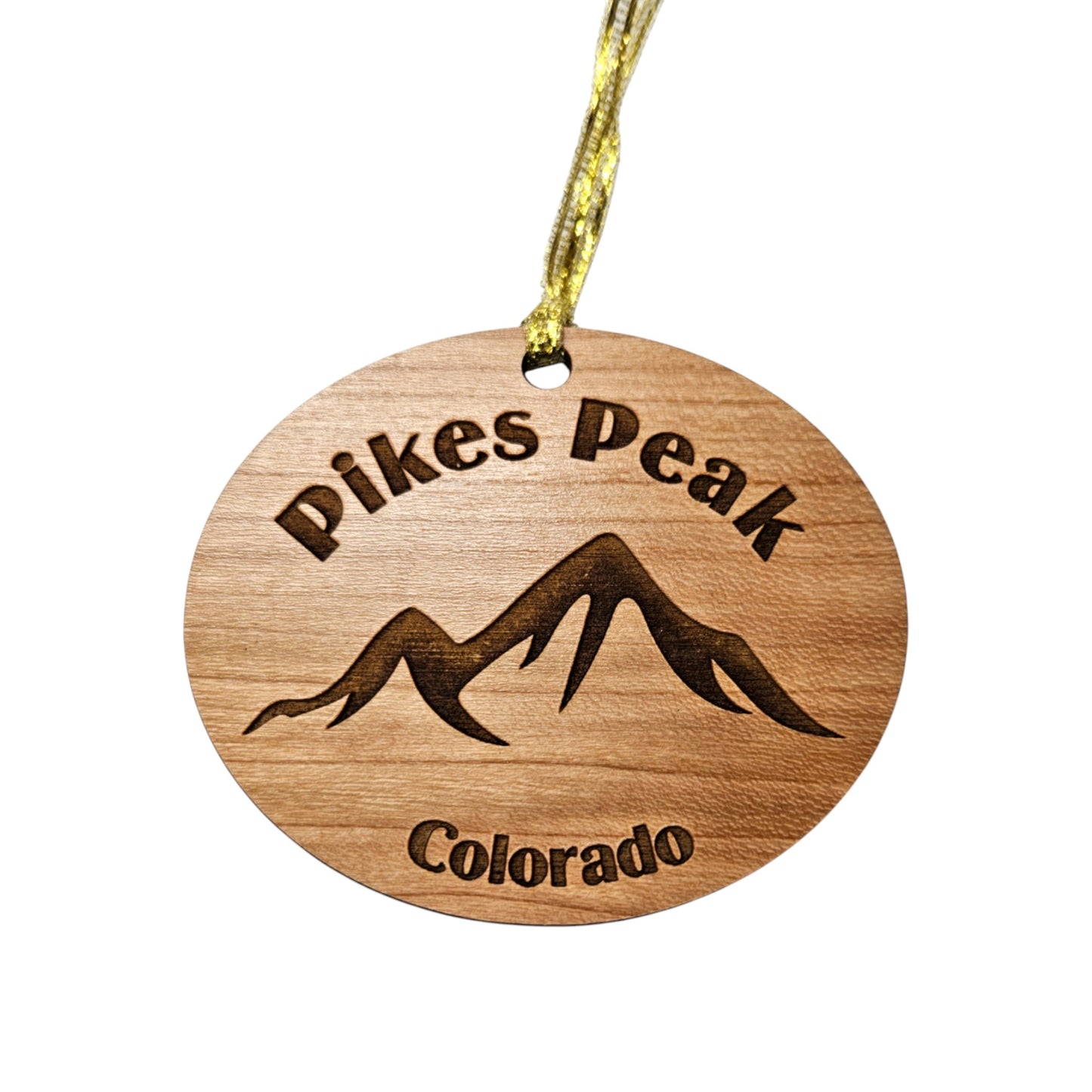 Pikes Peak Ornament Handmade Wood Colorado Souvenir - 15153