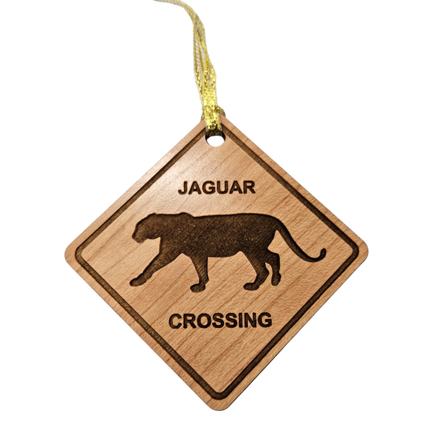 Jaguar Crossing Ornament - Wood Souvenir - 15223