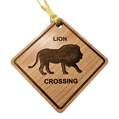 Lion Crossing Ornament - Wood Souvenir - 15225