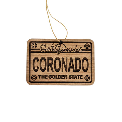 Coronado California License Plate Christmas Ornament Handmade Wood Ornament Made in USA San Diego Souvenir CA