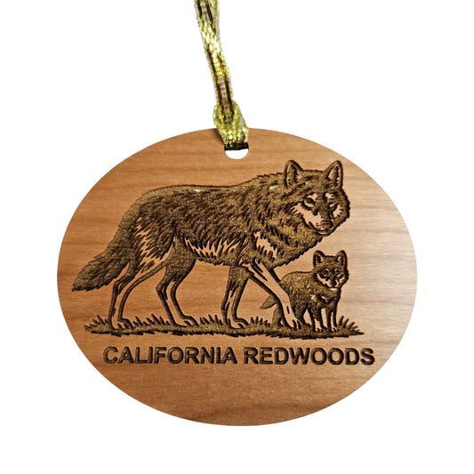Wolf with Cub California Redwoods Ornament - Wood Souvenir - 15811