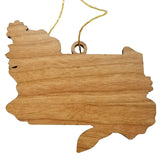 Pennsylvania Wood Ornament -  State Shape with State Flowers Mountain Laurels PA - Handmade Wood Ornament Made in USA Christmas Decor