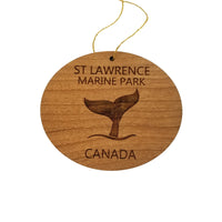 St Lawrence Marine Park Canada Ornament - Handmade Wood Ornament - Whale Tail Whale Watching - Christmas Ornament 3 Inch