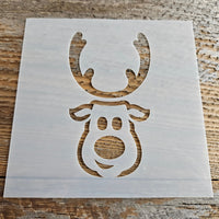 Reindeer Face Stencil Reusable Cookie Decorating Craft Painting Windows Signs Mylar Many Sizes Christmas Cartoon Big Nose