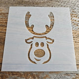 Reindeer Face Stencil Reusable Cookie Decorating Craft Painting Windows Signs Mylar Many Sizes Christmas Cartoon Big Nose