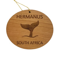 Hermanus South Africa Ornament - Handmade Wood Ornament - Whale Tail Whale Watching - Christmas Ornament 3 Inch