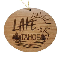 Lake Tahoe California Nevada Ornament - Sun Trees Water Handmade Wood Ornament - CA NV Souvenir - Water Sports Trees Christmas Travel Gift