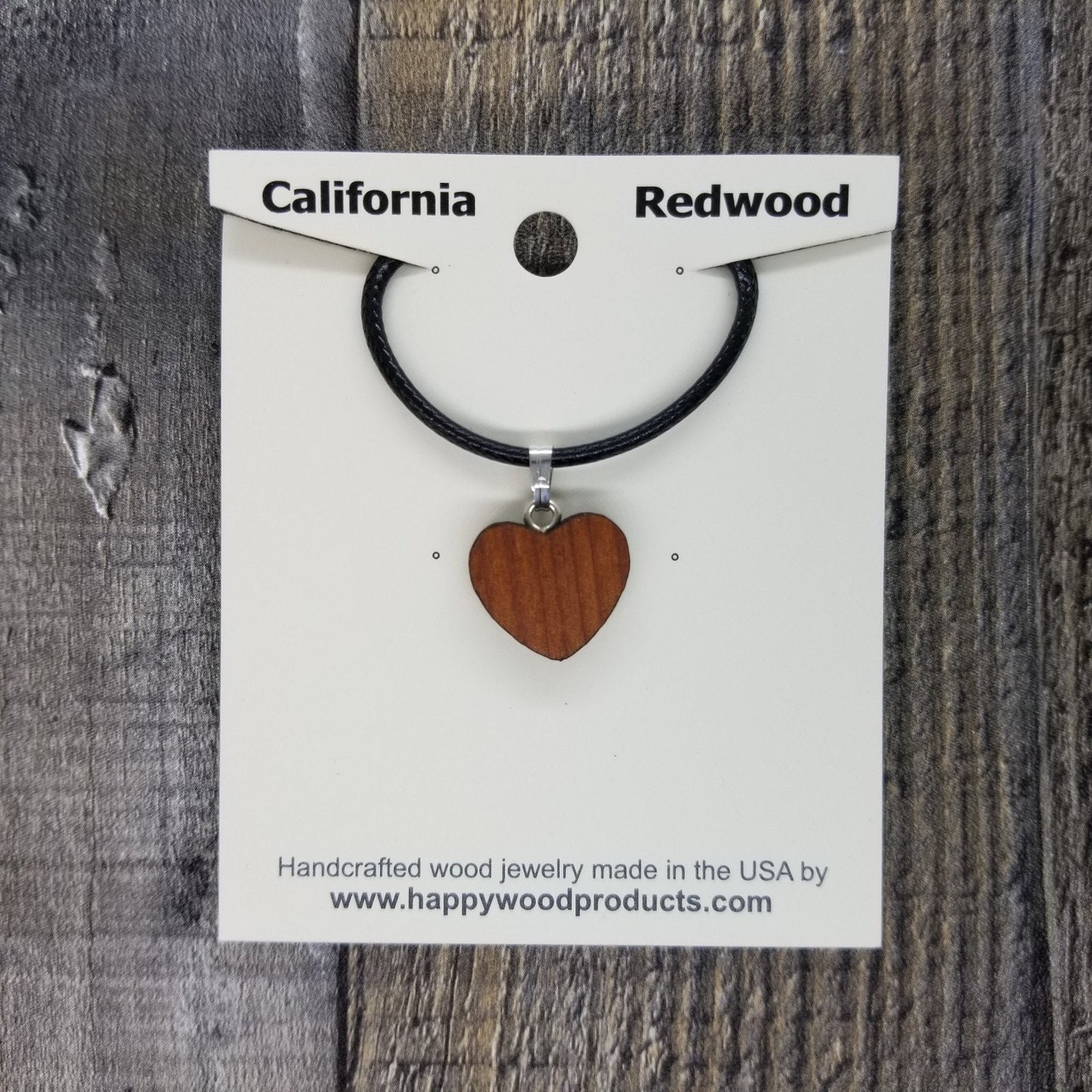 Redwood Heart Necklace Medium - Wood Necklace - California Redwoods - CA Souvenir  Anniversary Gift -N6