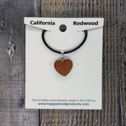Redwood Heart Necklace Medium - Wood Necklace - California Redwoods - CA Souvenir  Anniversary Gift -N6