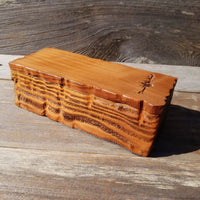 Handmade Wood Box with Redwood Tree Engraved Rustic Handmade Curly Wood #584 California Redwood Jewelry Box Storage Box