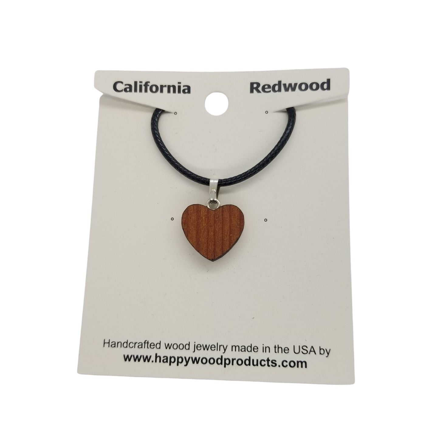 Redwood Heart Necklace Medium - Wood Necklace - California Redwoods - CA Souvenir  Anniversary Gift -N6