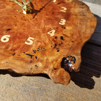 Wood Wall Clock Redwood Clock Handmade Wall Hanging Rustic Wedding Gift Burl Live Edge #556 Anniversary Small