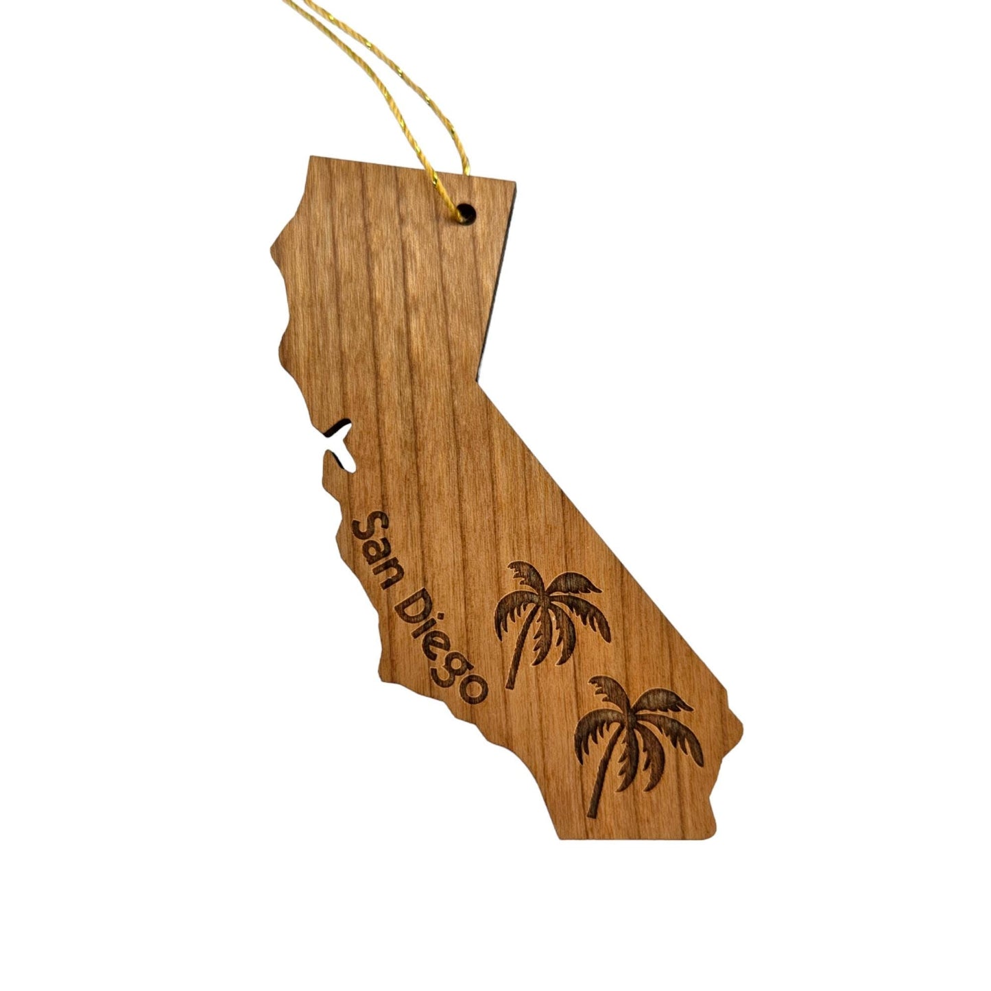 San Diego CA State Palm Trees Christmas Ornament Made in USA San Diego Souvenir CA