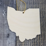 Ohio Wood Ornament -  OH State Shape with State Motto - Handmade Wood Ornament Made in USA Christmas Decor