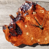 Wood Clock Wall Hanging Redwood Handmade Burl #555 Housewarming Gift Realtor Gift Redwood Burl Wall Clock Small