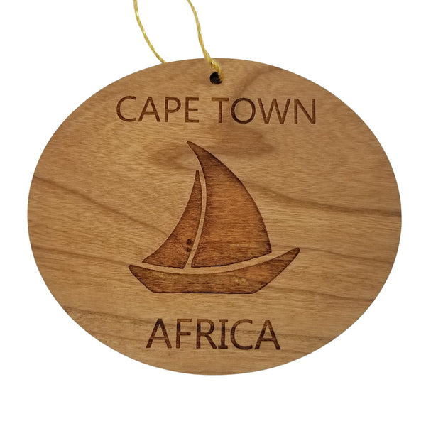 Cape Town Africa Ornament - Handmade Wood Ornament - Souvenir Sailing Sailboat - Christmas Ornament 3 Inch