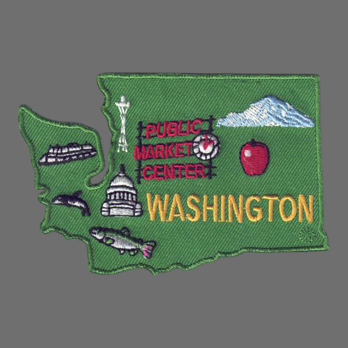 WASHINGTON state shape map embroidered souvenir patch with: Mt Rainier ...