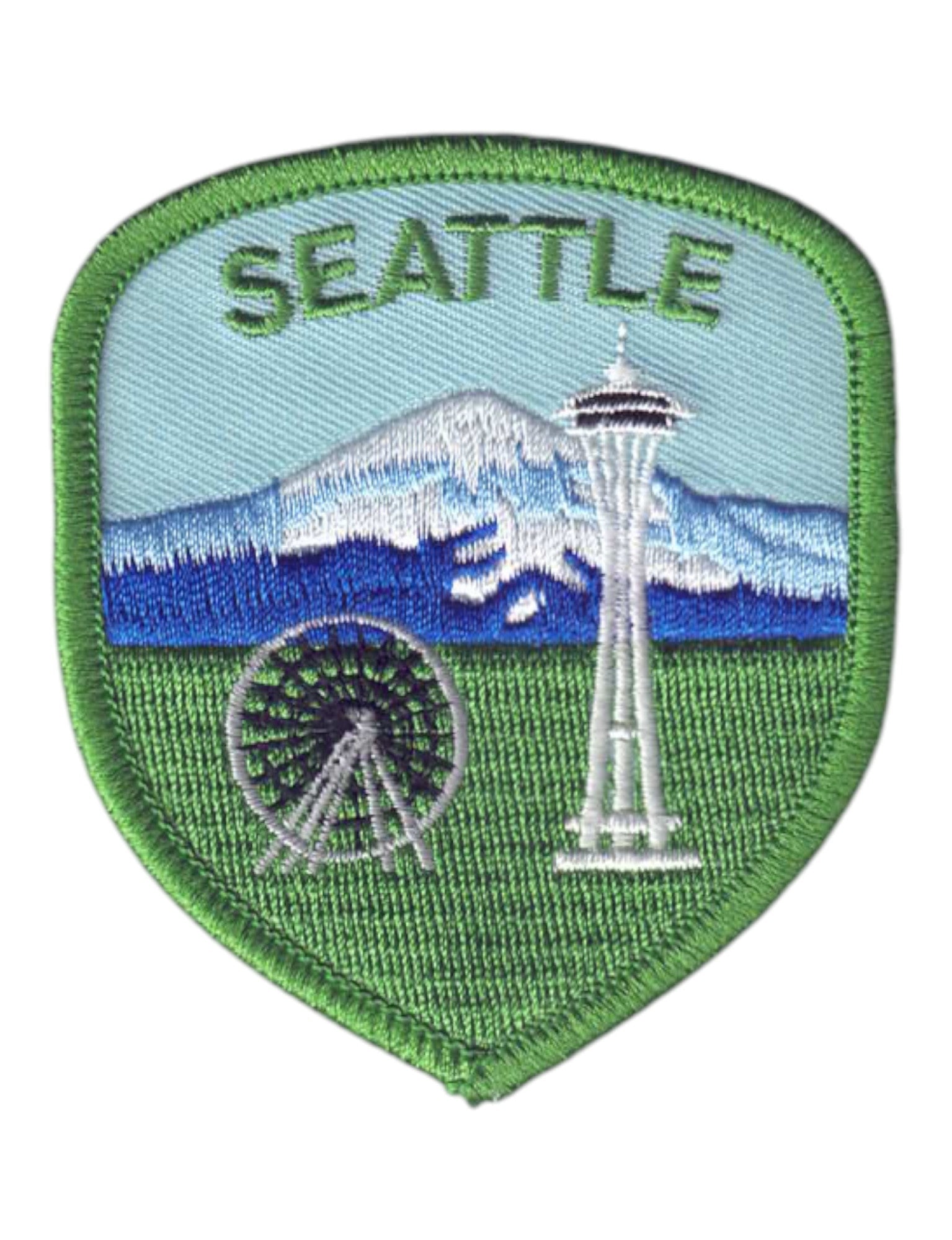 SEATTLE space needle, ferris wheel, & Mt. Rainier shield souvenir ...