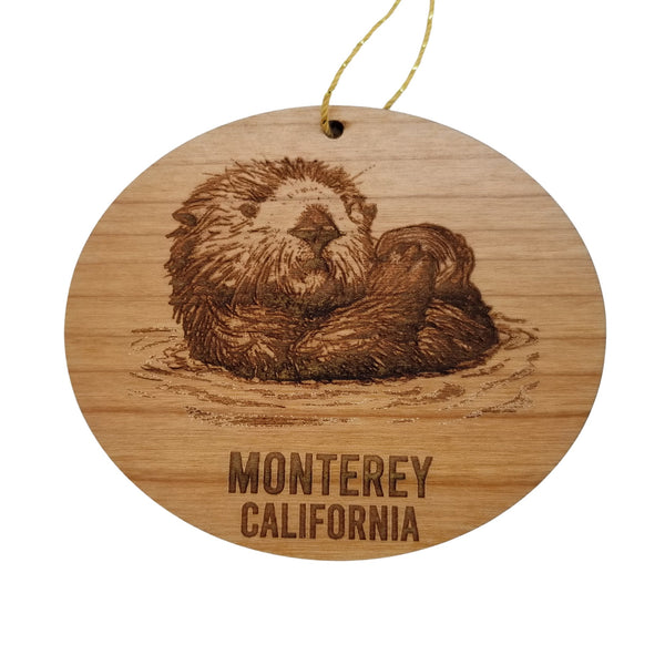 Monterey California Coastal Christmas Ornament Otter Handmade Wood Ornament Made in USA Monterey Souvenir CA