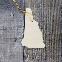 New Hampshire Wood Ornament -  NH State Shape with State Motto - Handmade Wood Ornament Made in USA Christmas Decor