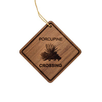 Porcupine Crossing Ornament - Porcupine Ornament - Wood Ornament Handmade in USA - Christmas Home Decor - Porcupine Gift Souvenir