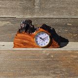 Wood Clock Desk, Office, Mantel Redwood Burl Birthday Gift, Engagement Gift, Handmade Gift for Men, Gift For Her #648
