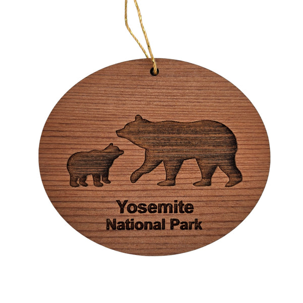 Yosemite National Park Ornament With Mama Bear and Cub Handmade Wood Ornament California Souvenir CA Christmas Ornament