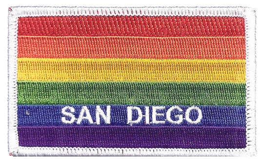 SAN DIEGO rainbow gay pride flag - white border - embroidered patch - 4719-39