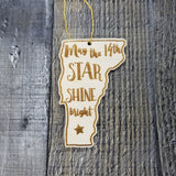 Vermont Wood Ornament -  VT State Shape with State Motto - Handmade Wood Ornament Made in USA Christmas Decor